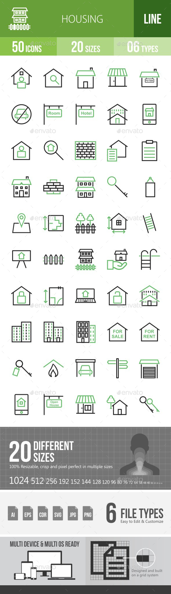 Housing Green & Black Icons - Icons