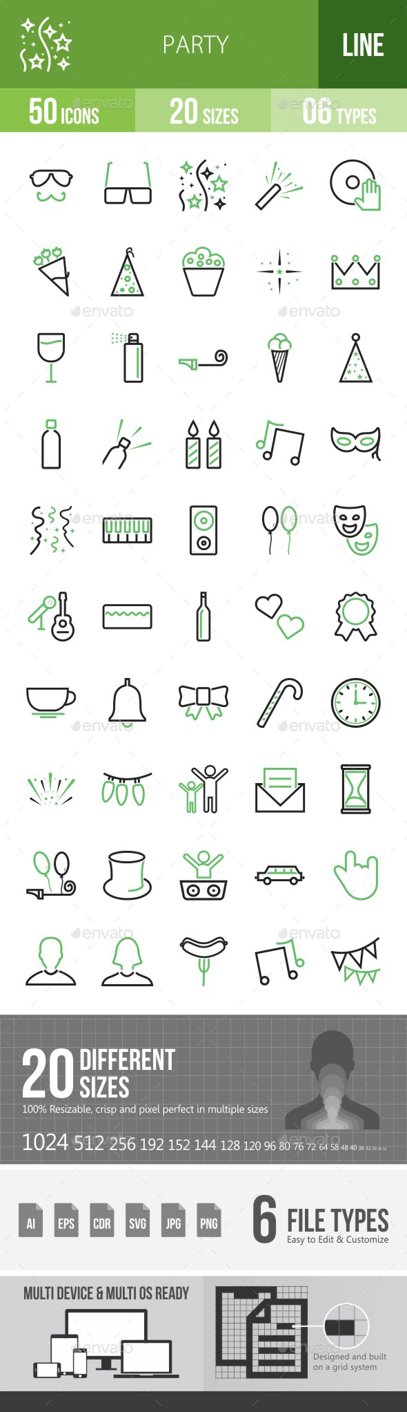 Party Green & Black Icons - Icons