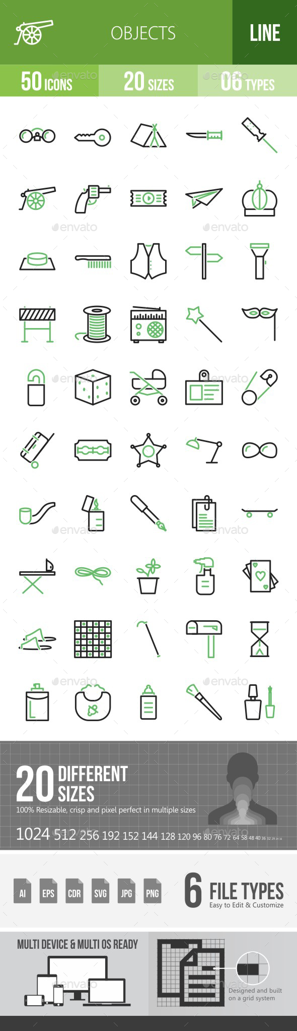 Objects Green & Black Icons - Icons