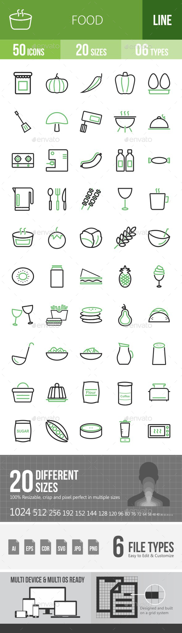 Food Green & Black Icons - Icons