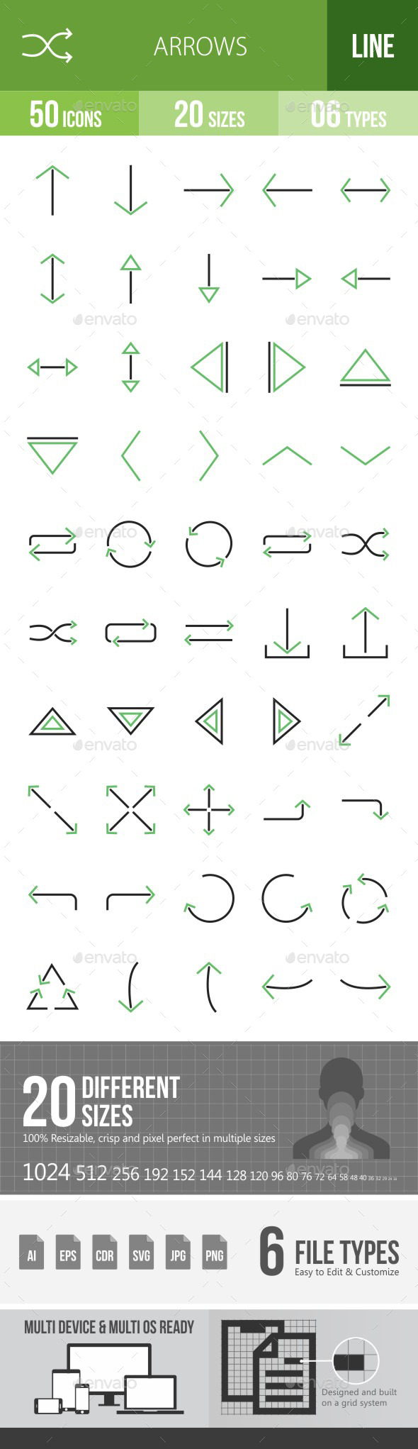 Arrows Green & Black Icons - Icons