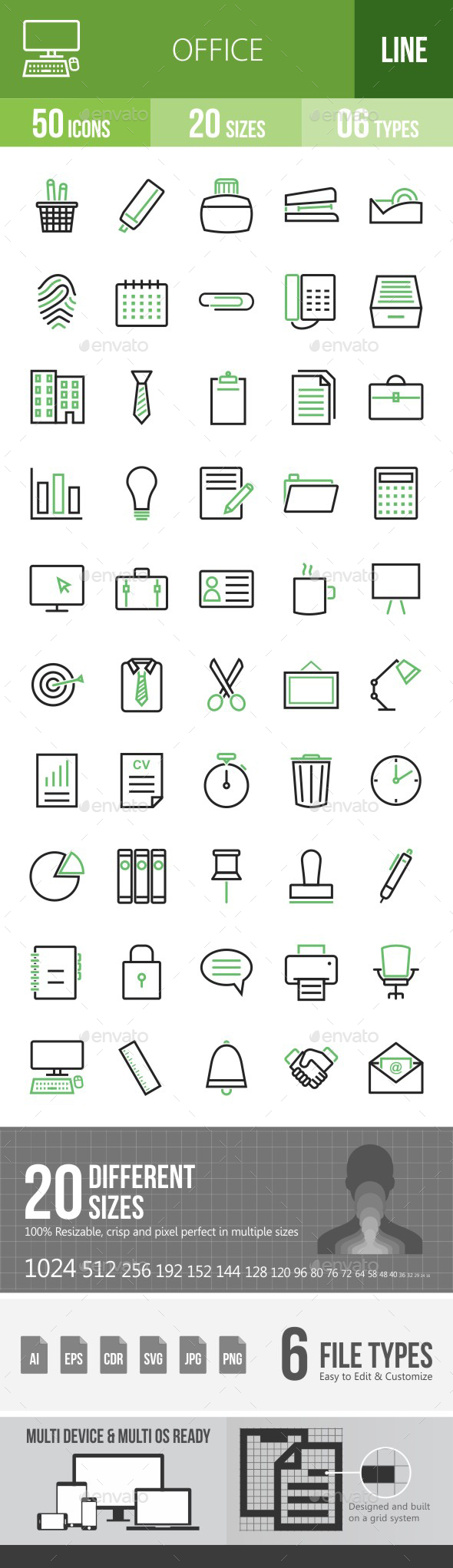Office Green & Black Icons - Icons