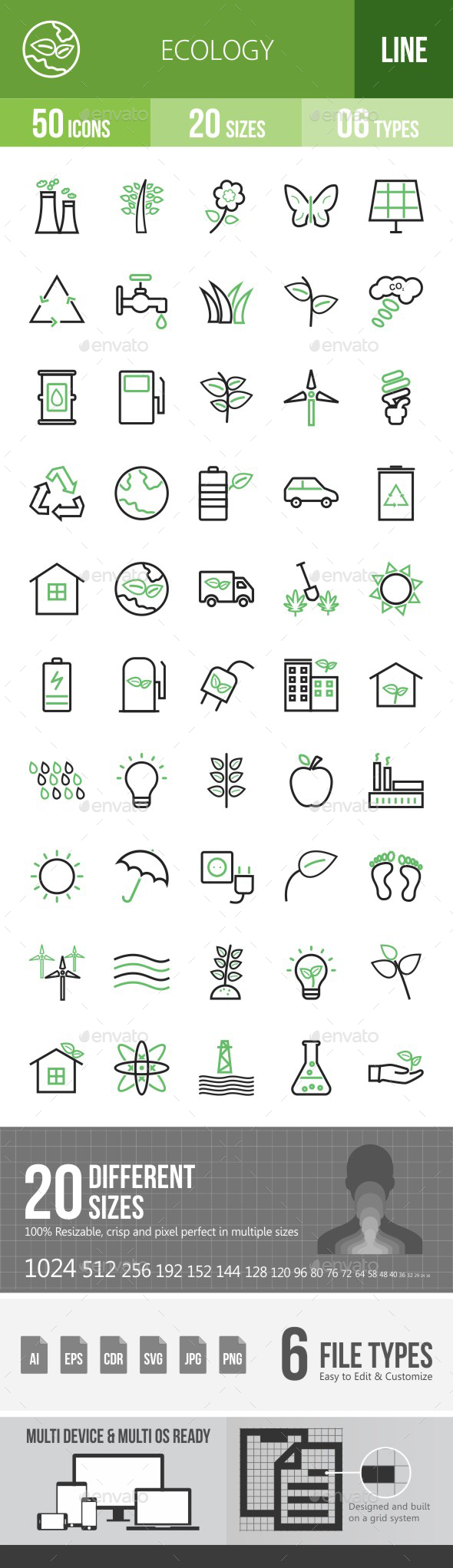 Ecology Green & Black Icons - Icons