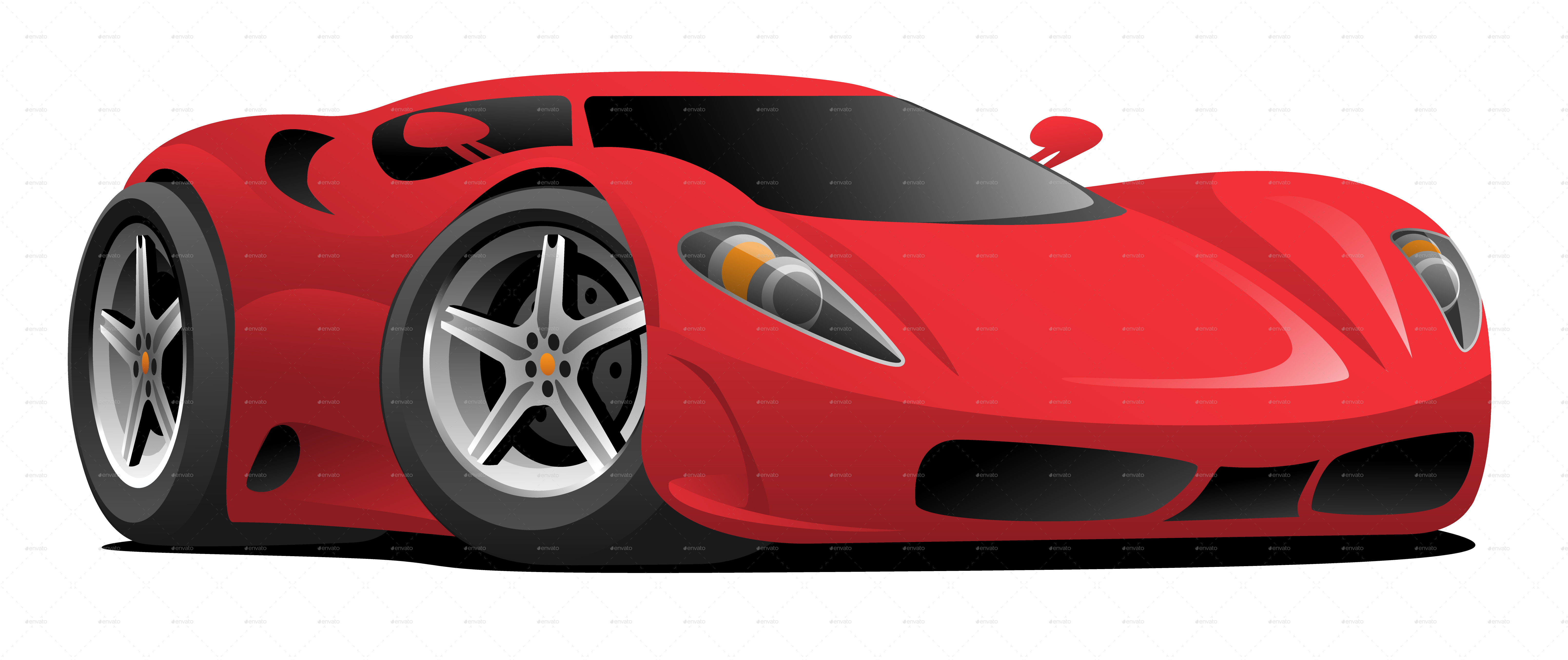 Red Hot European Style Sports Car Cartoon by jeffhobrath | GraphicRiver