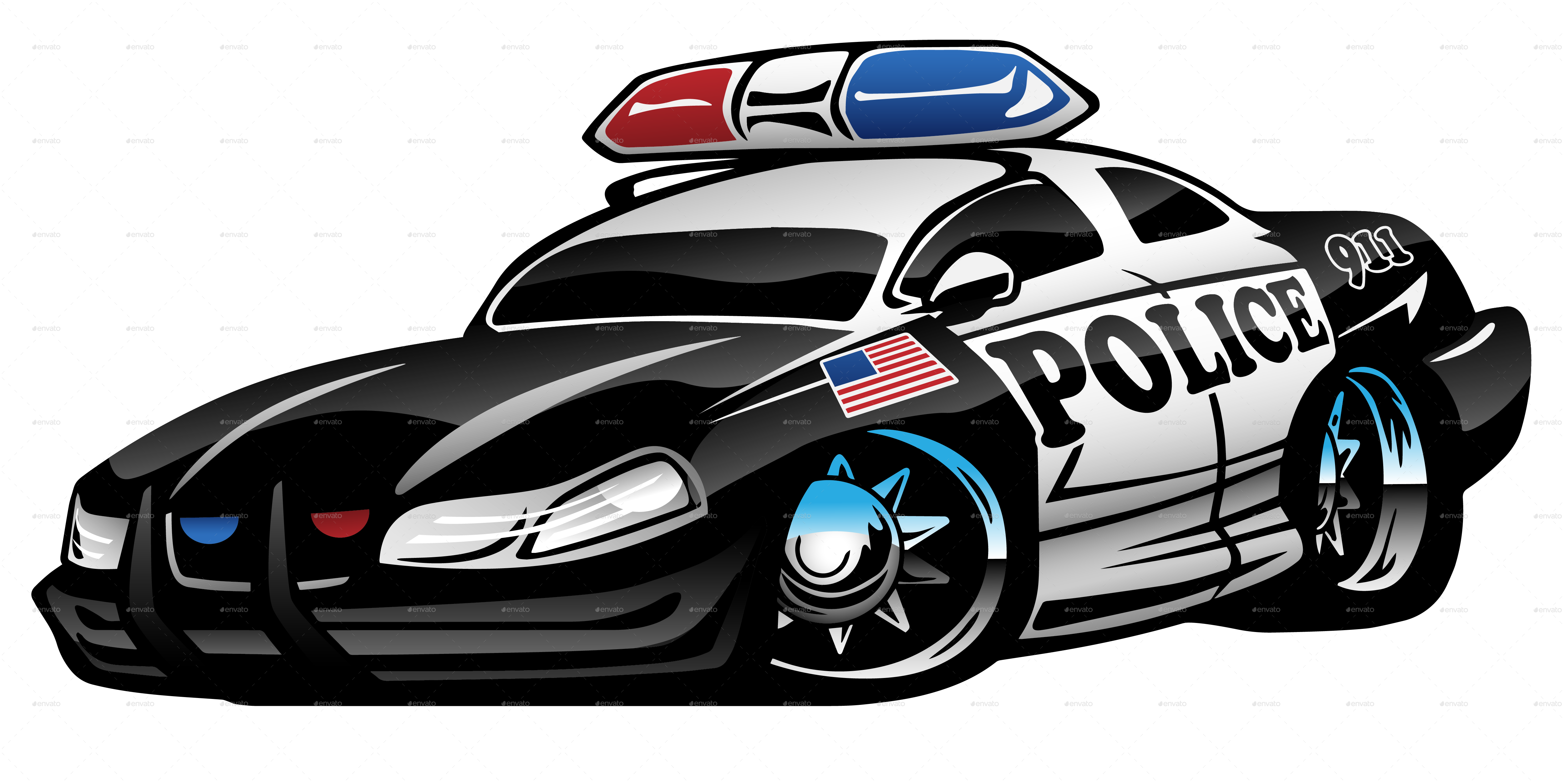 Police Muscle Car Cartoon by jeffhobrath | GraphicRiver