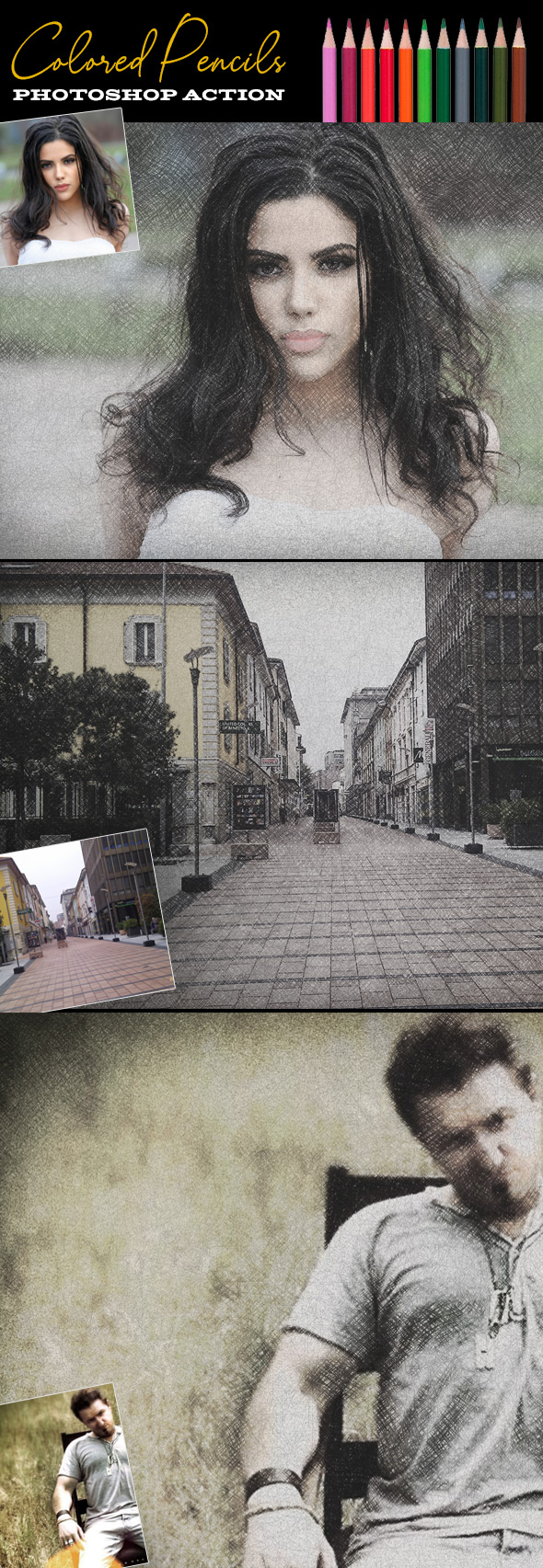 Fast Colored Pencils Photoshop Action - Photo Effects Actions