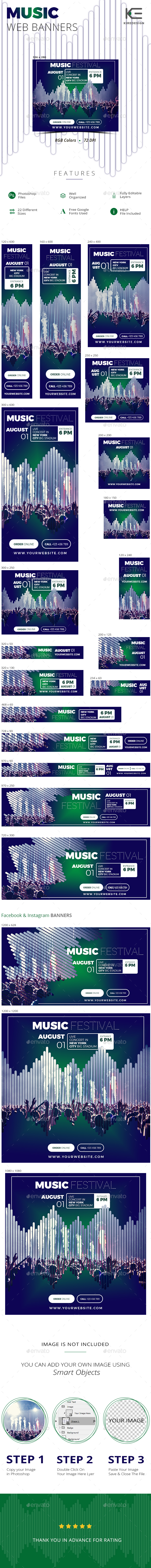 Music Web Banners - Banners & Ads Web Elements