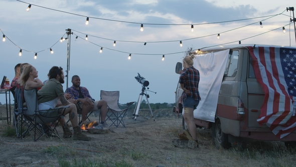 Laughing Diverse Friends Playing Charades in Camp, Stock Footage ...