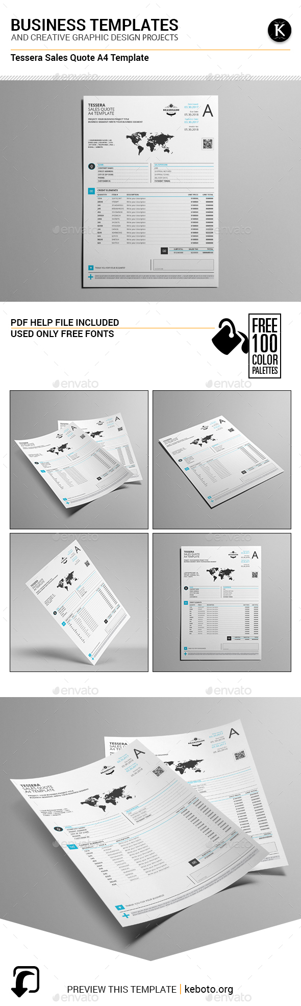 Tessera Sales Quote A4 Template - Miscellaneous Print Templates