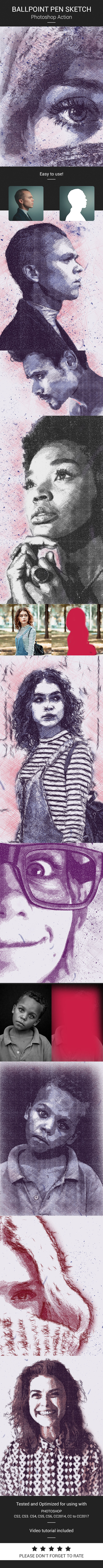 BallPoint Pen Sketch Photoshop Action - Photo Effects Actions