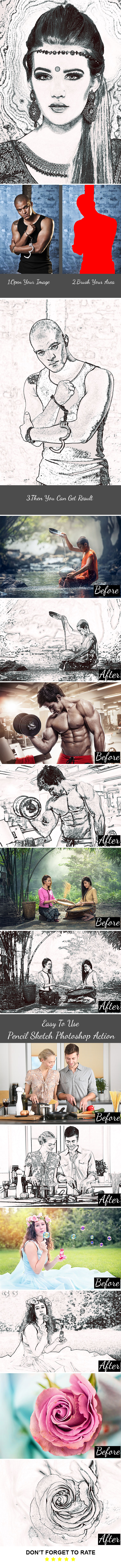 Pencil Sketch Photoshop Action - Photo Effects Actions