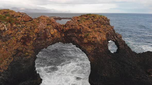 Gatklettur Famous Arch in Snaefellsnes Peninsula During Sunset Iceland alt
