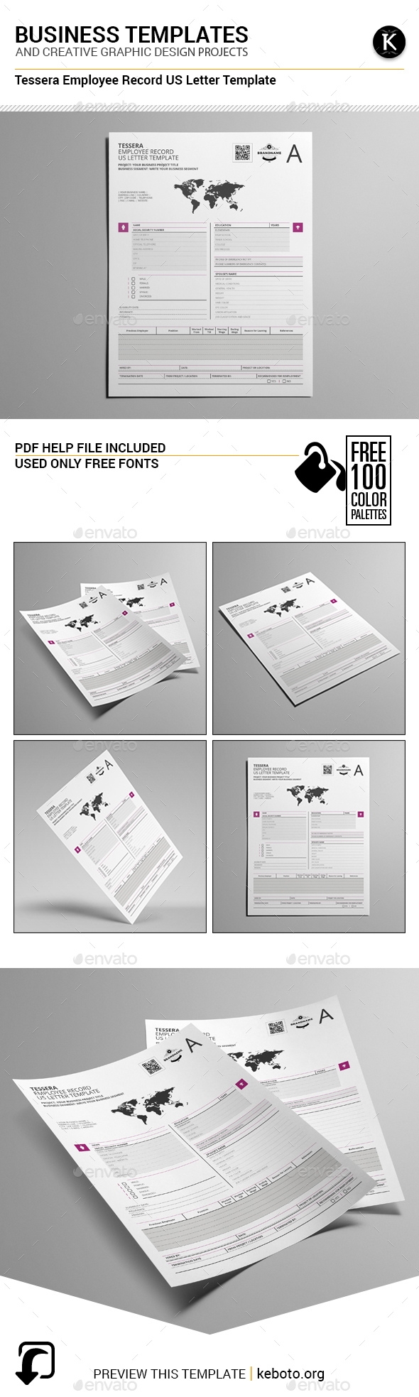 Tessera Employee Record US Letter Template - Miscellaneous Print Templates