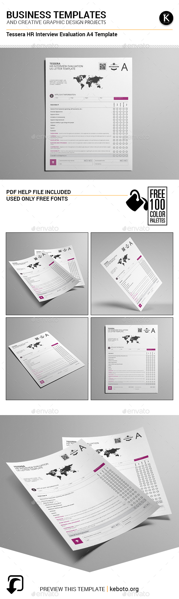 Tessera HR Interview Evaluation US Letter Template - Miscellaneous Print Templates