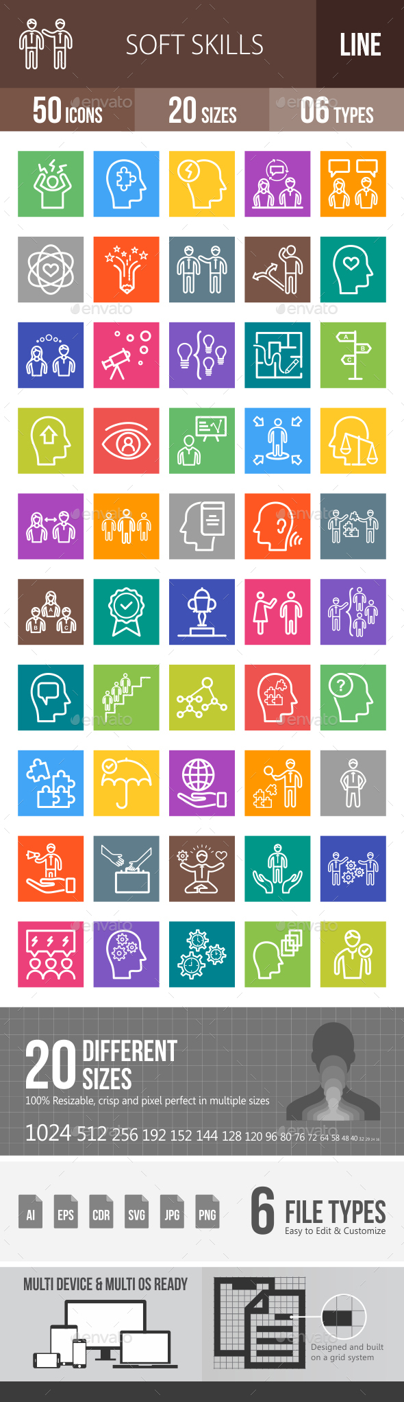 Soft Skills Line Multicolor Icons - Icons