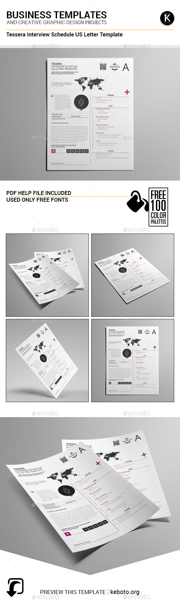 Tessera Interview Schedule US Letter Template - Miscellaneous Print Templates