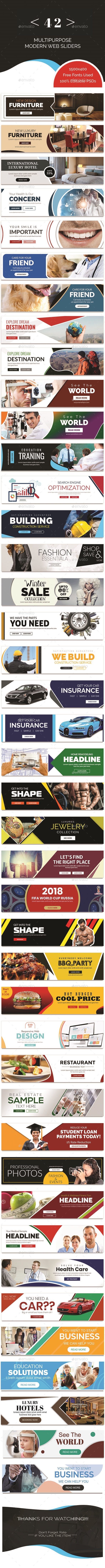 Multipurpose Web Sliders Pack - 42 Designs - Banners & Ads Web Elements