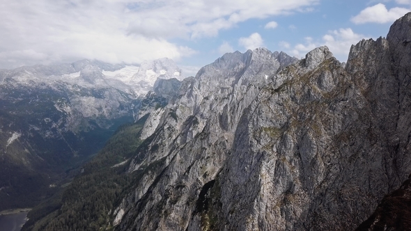 Aerial of Gosaukamm and Gosausee, Austria alt