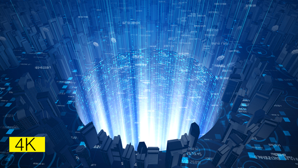 Digital Sci-Fi City Background 4K