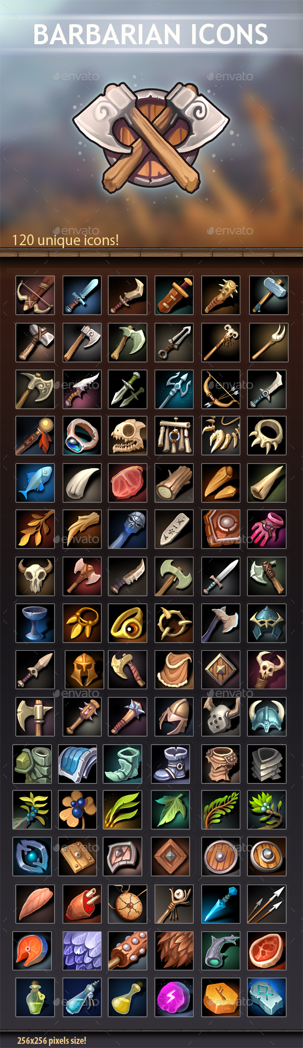 Barbarian Icons - Miscellaneous Game Assets