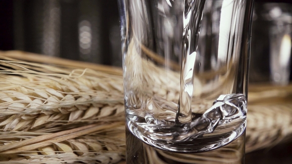 a Glass of Vodka on the Table with a Snack