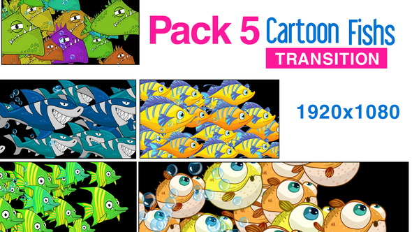 5 Cartoon Fishes Transition