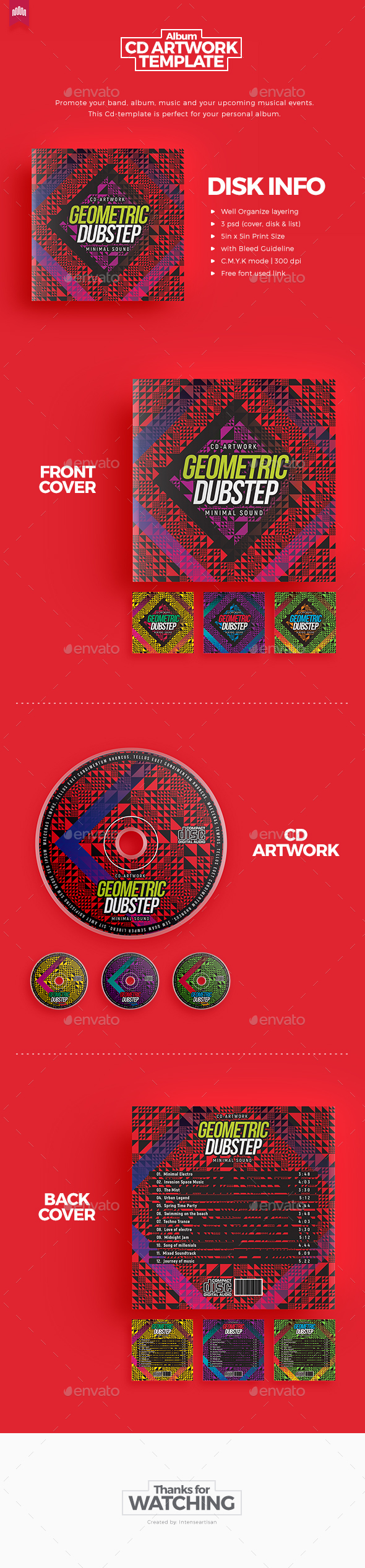 Geometric Dubstep - CD Artwork - CD & DVD Artwork Print Templates