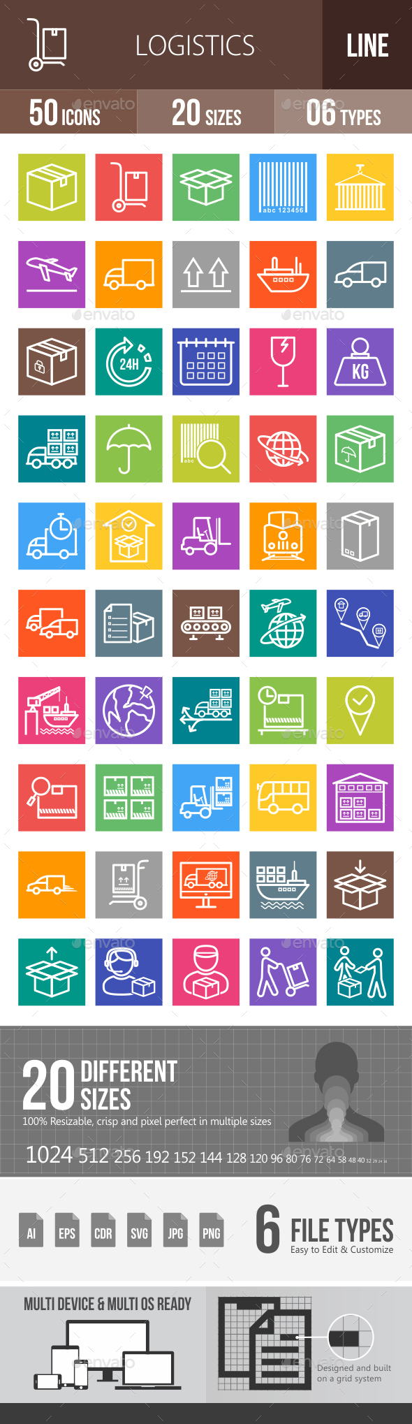 Logistics Line Multicolor Icons - Icons