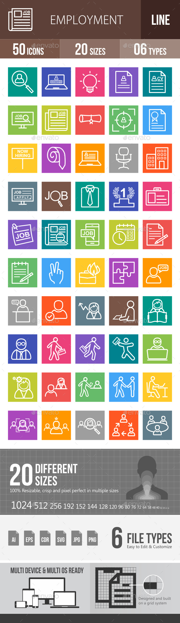 Employment Line Multicolor Icons - Icons