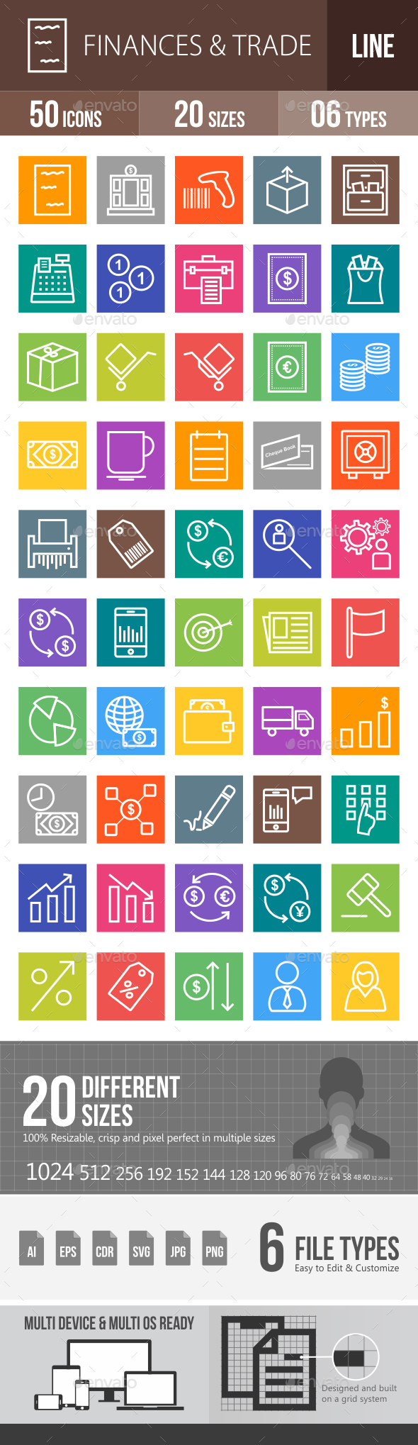 Finances & Trade Line Multicolor Icons - Icons