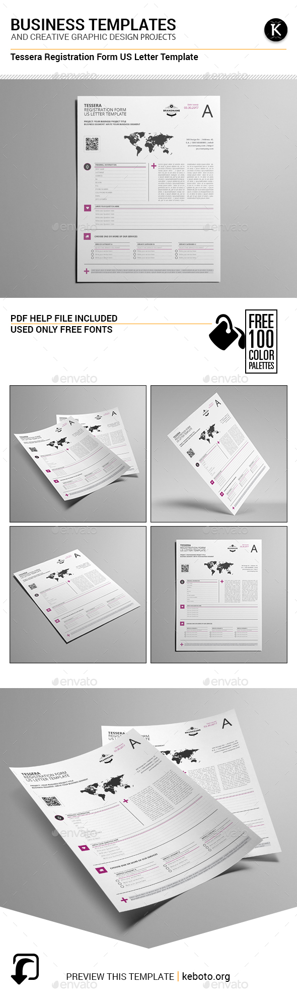 Tessera Registration Form US Letter Template - Miscellaneous Print Templates