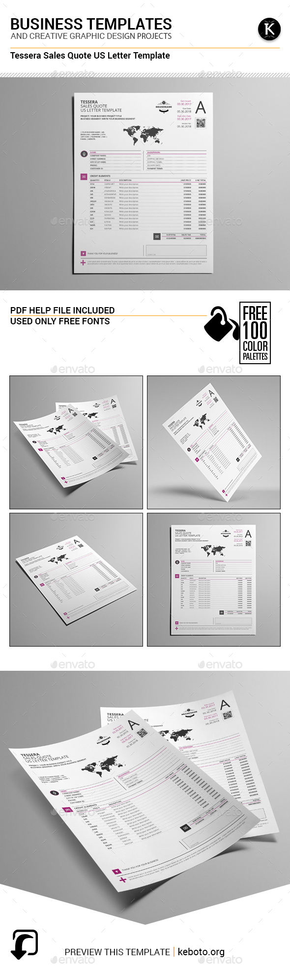 Tessera Sales Quote US Letter Template - Miscellaneous Print Templates