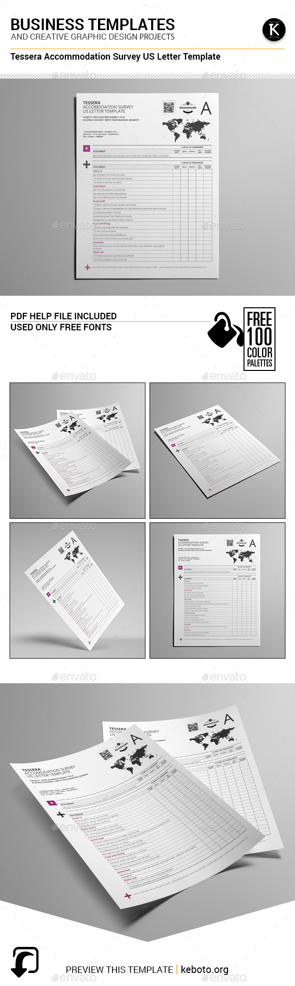 Tessera Accommodation Survey US Letter Template - Miscellaneous Print Templates