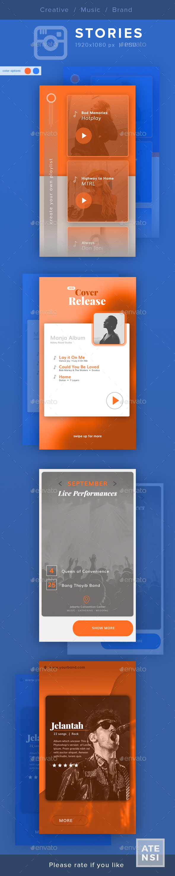 Music Instagram Stories - Social Media Web Elements