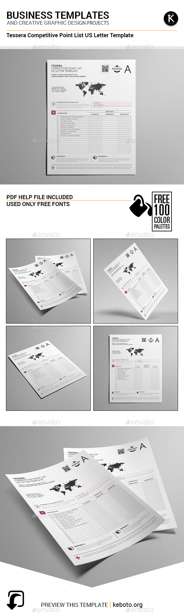 Tessera Competitive Point List US Letter Template - Miscellaneous Print Templates