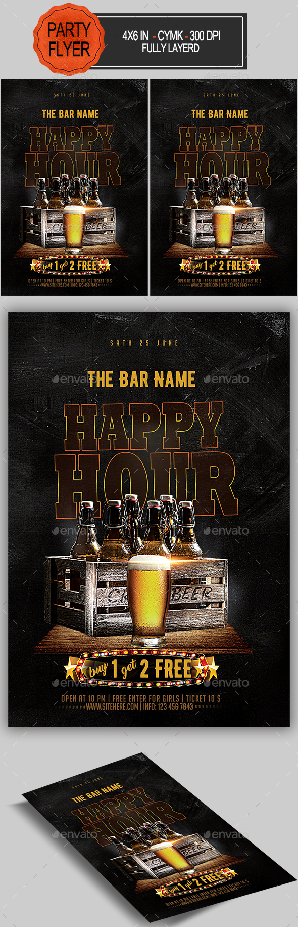 Happy Hour Flyer - Clubs & Parties Events