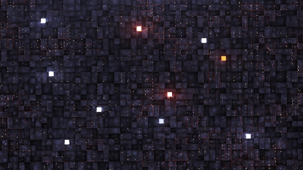 Digital Background with Neon Circuit and Cube alt