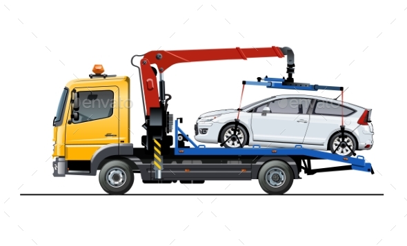 Vector Tow Truck Template Isolated on White - Man-made Objects Objects