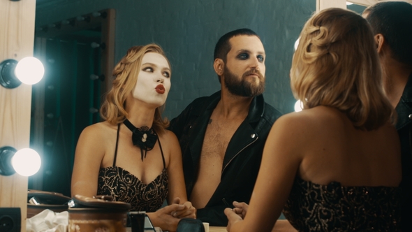 Young Man and Woman Rehearsing Scene alt