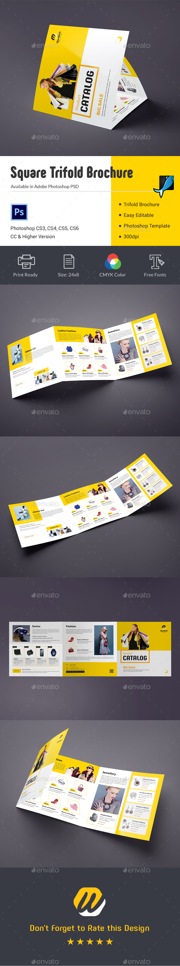 Product Promotion Square Trifold Brochure - Catalogs Brochures