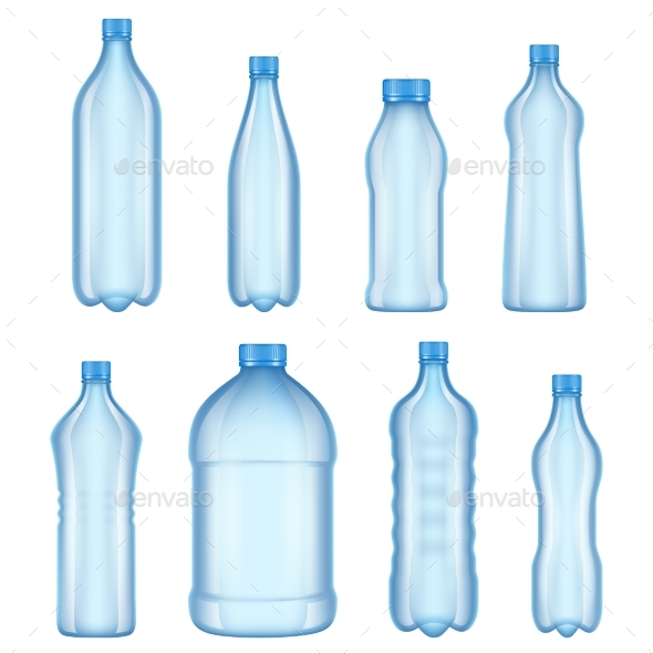 Plastic Bottles for Water Realistic Vector - Man-made Objects Objects