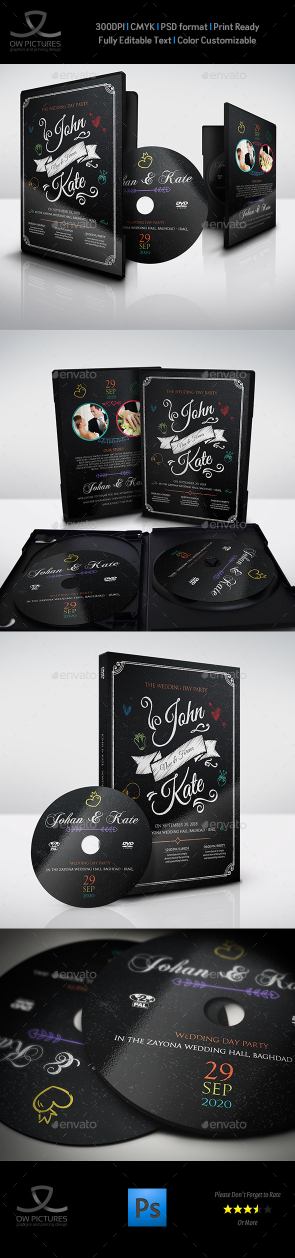 Wedding DVD Cover and Label Template Vol.11 - CD & DVD Artwork Print Templates