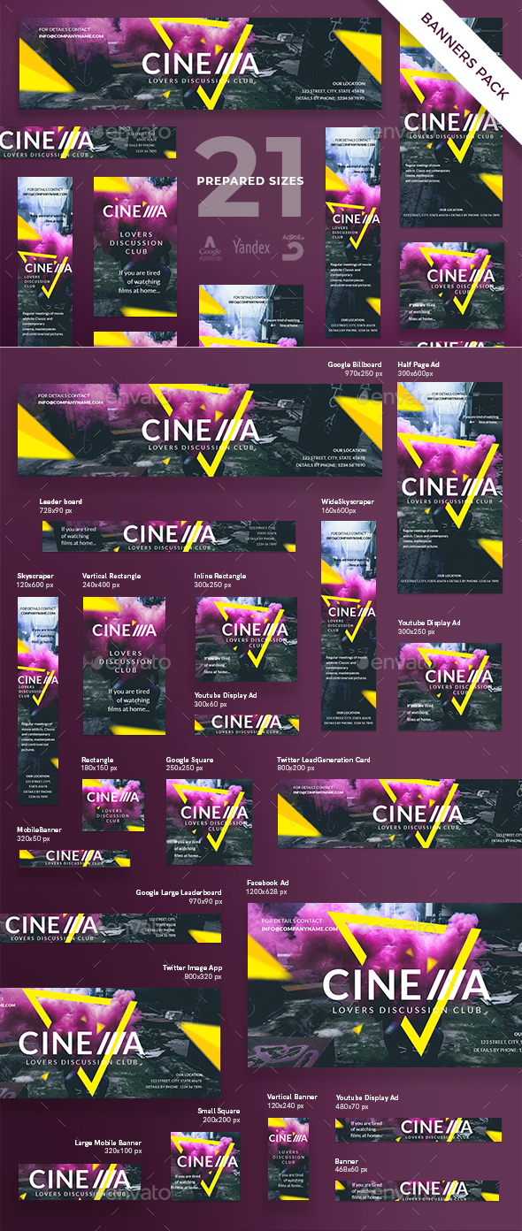 Cinema Club Banner Pack - Banners & Ads Web Elements