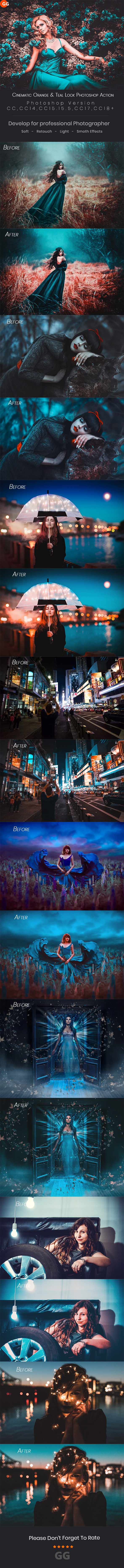 10 Cinematic Orange & Teal Look Photoshop Action - Photo Effects Actions