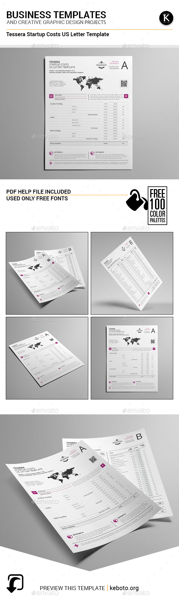 Tessera Startup Costs US Letter Template - Miscellaneous Print Templates