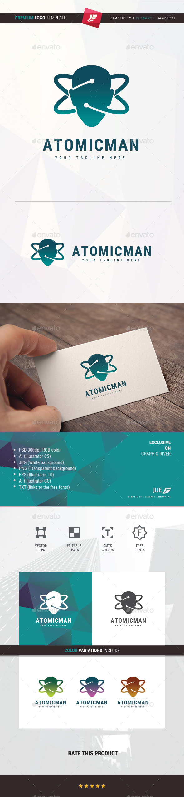 Atomic Man Logo - Symbols Logo Templates