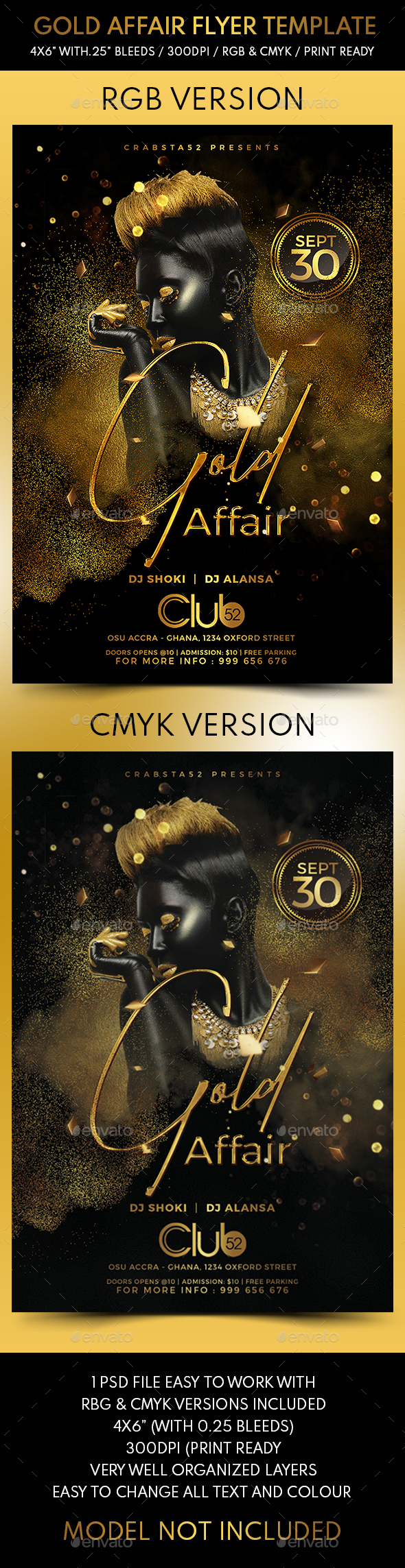 Gold Affair Flyer Template - Clubs & Parties Events