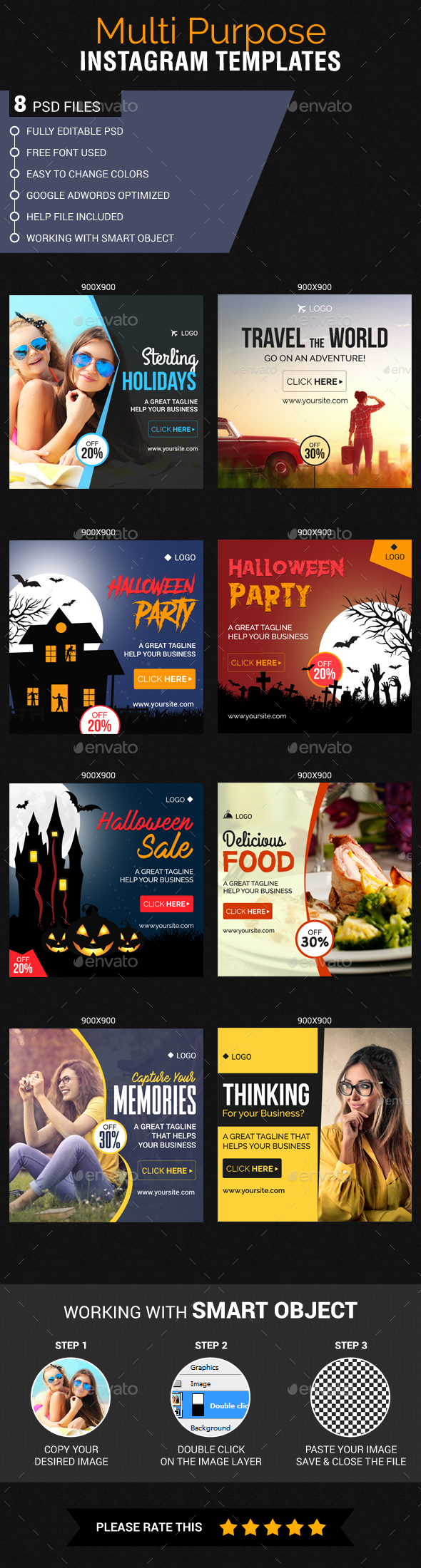 Multipurpose Instagram Templates - Banners & Ads Web Elements