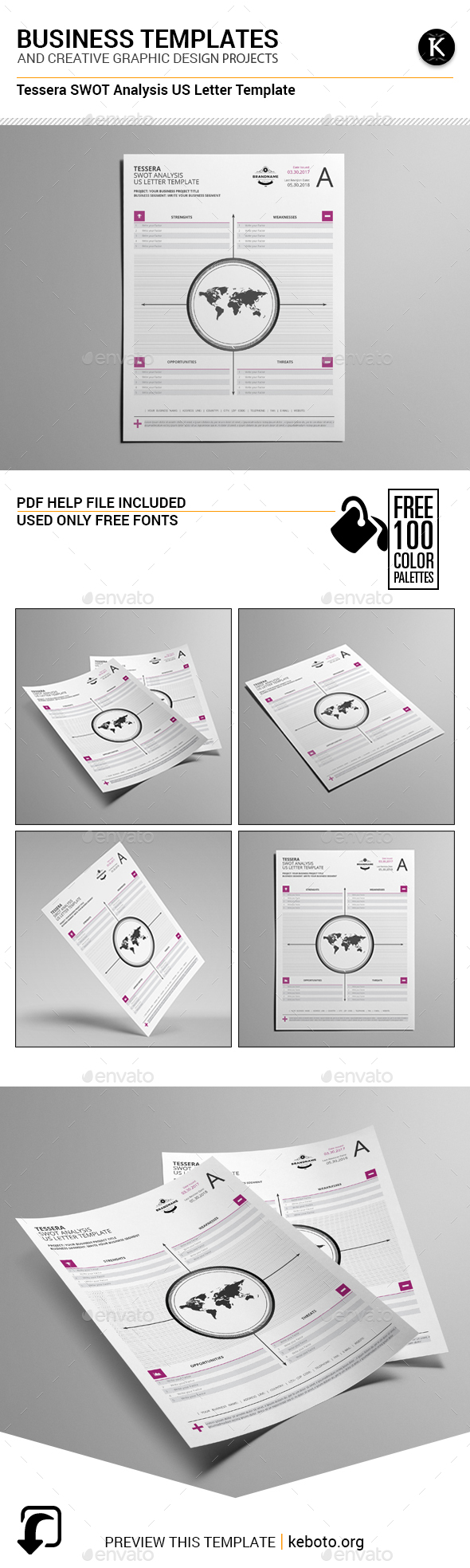 Tessera SWOT Analysis US Letter Template - Miscellaneous Print Templates