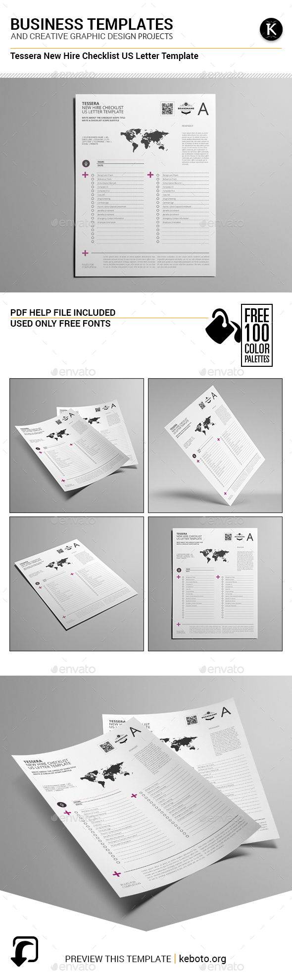 Tessera New Hire Checklist US Letter Template - Miscellaneous Print Templates